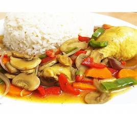 Plain Rice with Tilapia Vegetable Stew