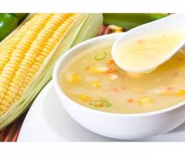 Sweet corn soup with plain rice