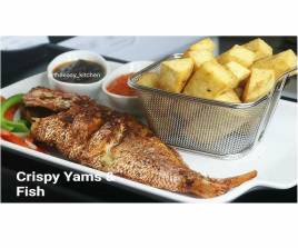 Yam chips with red fish